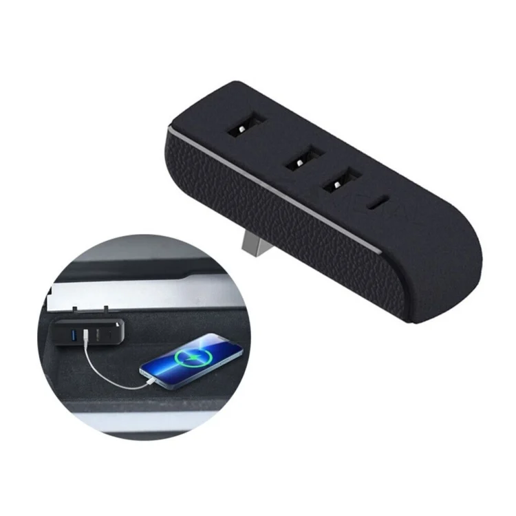 For Tesla Model 3/Y Car AH37 3 USB +1 Type-C/USB-C Port Hub Docking Station