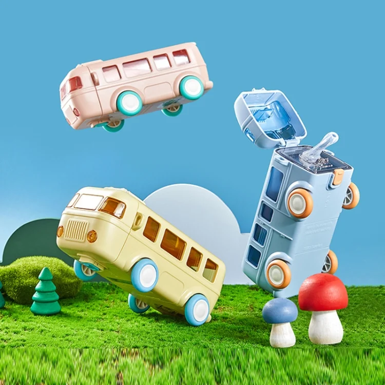 TBD0603563401_B1.webp KT-1139 500ml Portable Leakproof Water Cup with Strap Cute Bus Shaped Sippy Cup - Image 2
