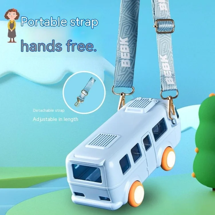 TBD0603563401_B7.webp KT-1139 500ml Portable Leakproof Water Cup with Strap Cute Bus Shaped Sippy Cup - Image 8