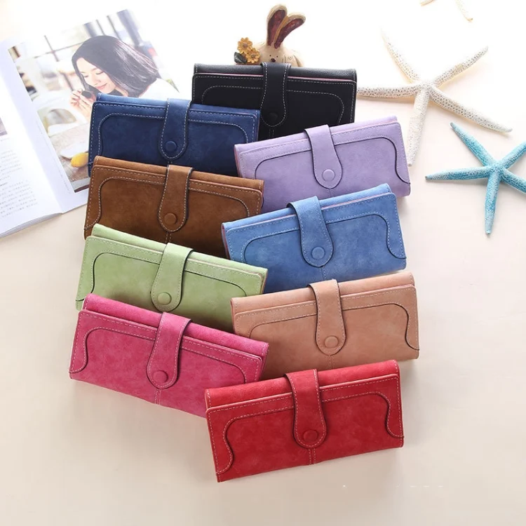 TBD0603564801_B1.webp Women Long Wallet Vintage Frosted Splicing Leather Wallet - Image 2