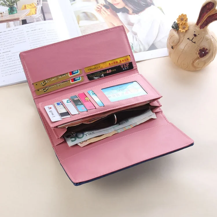 TBD0603564801_B3.webp Women Long Wallet Vintage Frosted Splicing Leather Wallet - Image 4