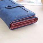 Women Long Wallet Vintage Frosted Splicing Leather Wallet - Image 6