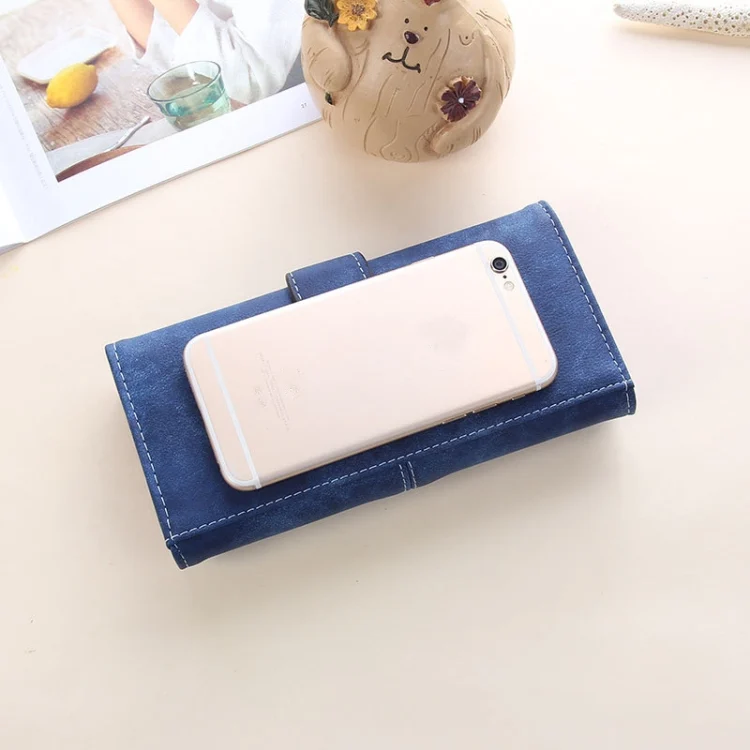 TBD0603564801_B6.webp Women Long Wallet Vintage Frosted Splicing Leather Wallet - Image 7