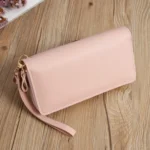Double Zipper Lady Long Purse Splicing Coin Phone Bag - Image 3