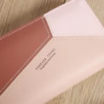 Double Zipper Lady Long Purse Splicing Coin Phone Bag - Image 4