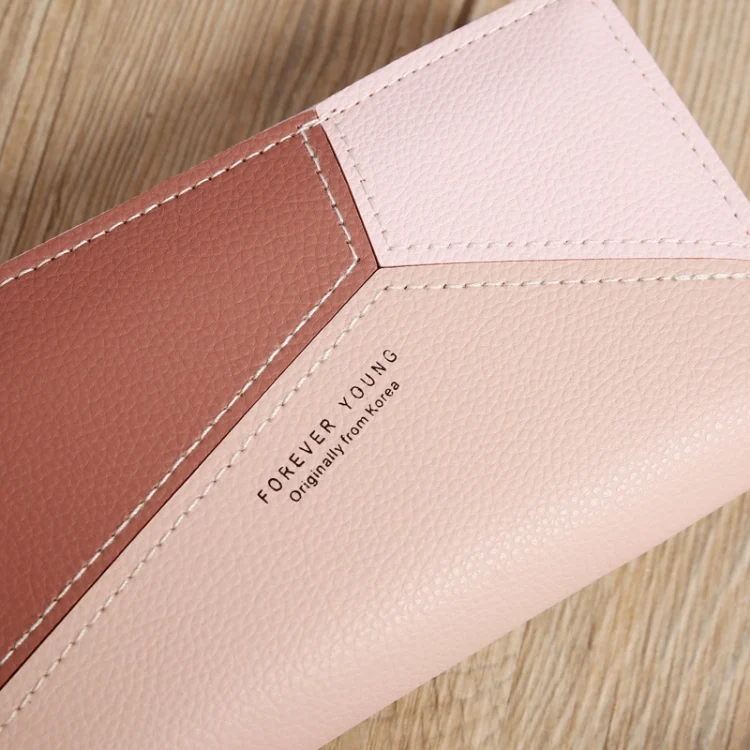 TBD0603567701_B3.webp Double Zipper Lady Long Purse Splicing Coin Phone Bag - Image 4