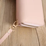 Double Zipper Lady Long Purse Splicing Coin Phone Bag - Image 5