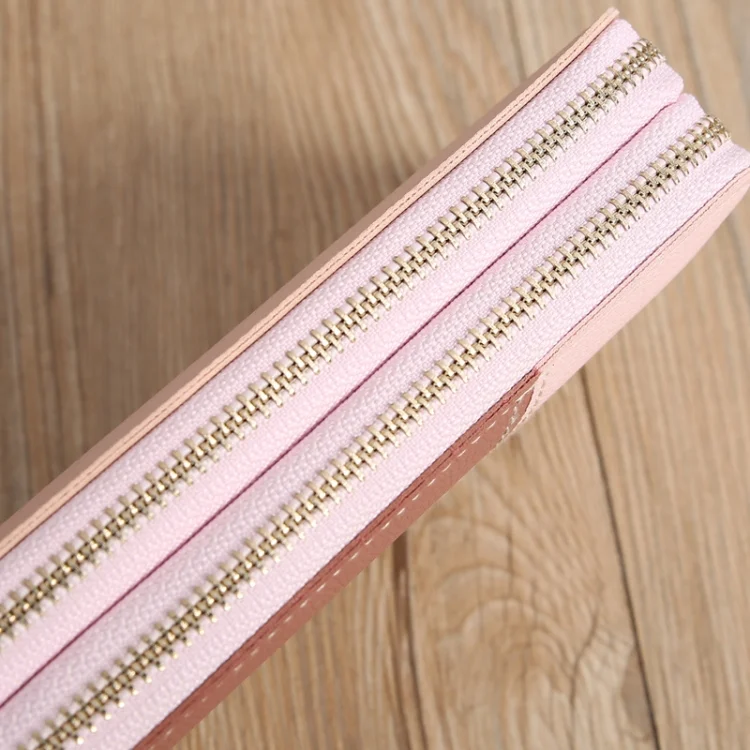 TBD0603567701_B5.webp Double Zipper Lady Long Purse Splicing Coin Phone Bag - Image 6