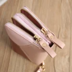 Double Zipper Lady Long Purse Splicing Coin Phone Bag - Image 7