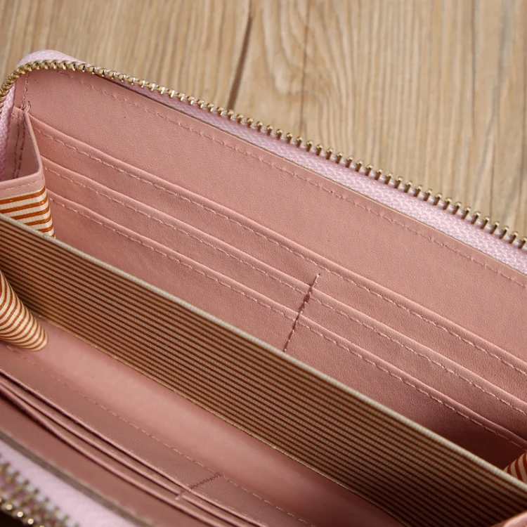 TBD0603567701_B7.webp Double Zipper Lady Long Purse Splicing Coin Phone Bag - Image 8