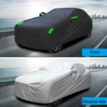 190T Silver Coated Cloth Car Rain Sun Protection Car Cover with Reflective Strip - Image 2