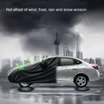 190T Silver Coated Cloth Car Rain Sun Protection Car Cover with Reflective Strip - Image 5