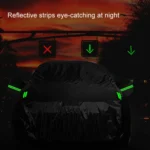 190T Silver Coated Cloth Car Rain Sun Protection Car Cover with Reflective Strip - Image 6