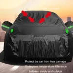 190T Silver Coated Cloth Car Rain Sun Protection Car Cover with Reflective Strip - Image 7
