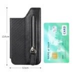 Phone ID Card Holder PU Leather Flap Zipper Wallet Card Holder Bag Adhesive Case - Image 4