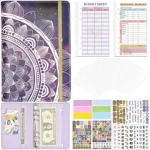 A6 Mandala Binder Financial Plan Notebook PU Leather Cash Budget Book