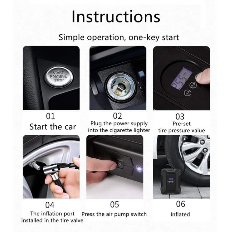 TBD06036426_B9.webp SUITU  ST-818  DC 12V Wired Car Air Pump Tire Inflator With LED Lighting - Image 10