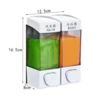 Double Head Wall Mounted Manual Press Soap Dispenser Shampoo Bottle Hand Wash Body Wash Dispenser, Color: - Image 2