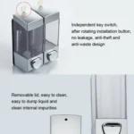 Double Head Wall Mounted Manual Press Soap Dispenser Shampoo Bottle Hand Wash Body Wash Dispenser, Color: - Image 5