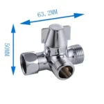 Double Handle Brass 3 Way Shower Arm Diverter Valve Hand Held Showerhead Shower Splitter - Image 2