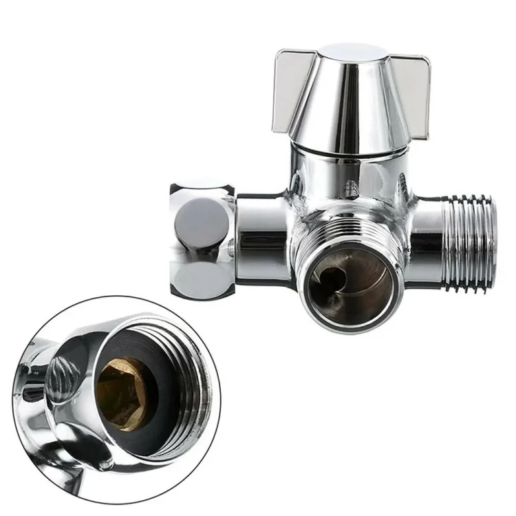TBD06036520_3.webp Double Handle Brass 3 Way Shower Arm Diverter Valve Hand Held Showerhead Shower Splitter - Image 4