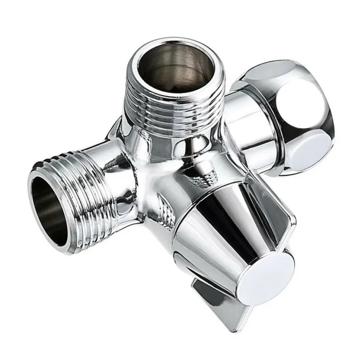 TBD06036520_4.webp Double Handle Brass 3 Way Shower Arm Diverter Valve Hand Held Showerhead Shower Splitter - Image 5