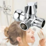 Double Handle Brass 3 Way Shower Arm Diverter Valve Hand Held Showerhead Shower Splitter - Image 7