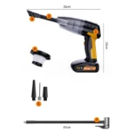 5 In 1 60W  Double Motor Car Vacuum Cleaner With Blowing Air Pump Pressure Measuring Lighting Function - Image 2