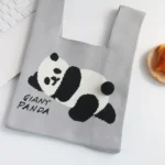 Spring and Summer Giant Panda Knitted Bag Large Capacity Cartoon Vest Style Handbag - Image 4