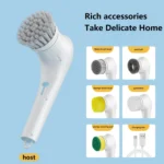 Multifunctional Electric Cleaning Brush Handheld Kitchen Dishwashing Brush with 5 Replacement Heads - Image 2