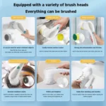 Multifunctional Electric Cleaning Brush Handheld Kitchen Dishwashing Brush with 5 Replacement Heads - Image 9