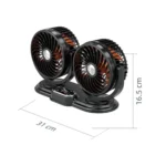 F621 Car Rotatable Turntable Silent Car Double Head Fan - Image 3