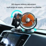 F621 Car Rotatable Turntable Silent Car Double Head Fan - Image 9