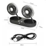 F304 Double-head Hose Built-in Lithium Battery USB Car Fan - Image 3