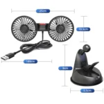 F4206 Suction Cup Double Head Car USB Fan - Image 3