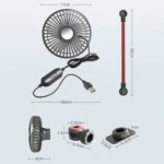 F508 Car Rear Seat USB Air Speed Adjustable Hose Fan - Image 3