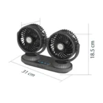 12V/24V Vehicle Electric Oscillating Head Rotatable Double Head Fan - Image 3