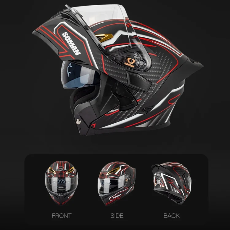 TBD06036892_B3.webp SOMAN Motorcycle Dual Lens Riding Peel-Off Full Coverage Helmet - Image 4