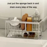 Stainless Steel Sponge Drainer Rack Multifunctional Storage Shelf - Image 5