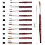 Red Wood Handle Kolinsky Hair Nail Art Brush - Image 3