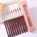 Red Wood Handle Kolinsky Hair Nail Art Brush - Image 6
