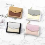 PU Leather Short Color Matching Folding Wallet Mini Portable Wallet - Image 2