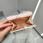 Ruched Textured Bow Pearl Clip Tri-Fold Short Wallet - Image 5