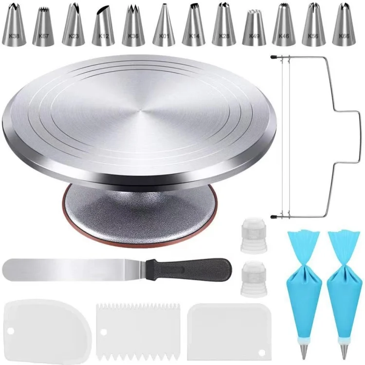 TBD06037233.webp 22 In 1 Aluminum Alloy Cake Turntable Piping Tip Set DIY Baking Tools - Image 1