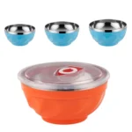 Double-Layer Stainless Steel Bowl With Lid Children Dinner Insulated Rice Bowl - Image 3