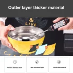 Double-Layer Stainless Steel Bowl With Lid Children Dinner Insulated Rice Bowl - Image 8