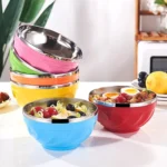 Double-Layer Stainless Steel Bowl With Lid Children Dinner Insulated Rice Bowl - Image 9