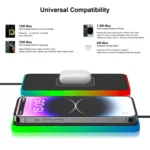 2 In 1 15W Car Mobile Phone Wireless Charger Non-slip Mat with Colorful Light - Image 2