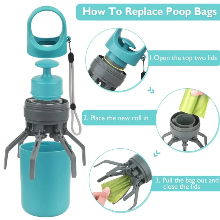 TBD06037448_B2.webp Six-claw Dog Pooper Scooper With Built-in Poop Bag Dispenser - Image 3