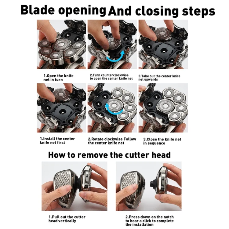 TBD06037560_B7.webp 9 Knife Head Multifunctional USB Shaver Full Body Water Washing Shaver Men Hair Bald - Image 8